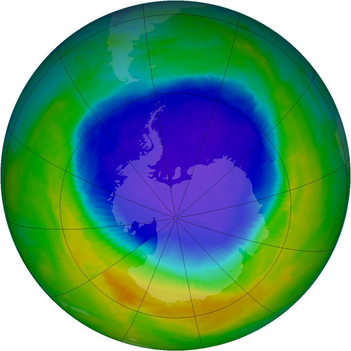 Antarctic ozone map for 04 November 1993